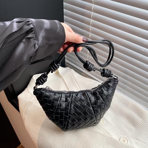 Woven Small Crescent Purse Small Crossbody Bags Mini Crescent Crossbody Bags for Women Woven Croissant Phone Purse4