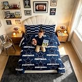 Texas Star Football Comforter Set Queen Size,American Football Sports Games Bedding Set,Boys Men Room Decor,Cowboy Rugby Competition Down Comforter,Dark Blue Fashion Duvet Insert,2 Pillowcases