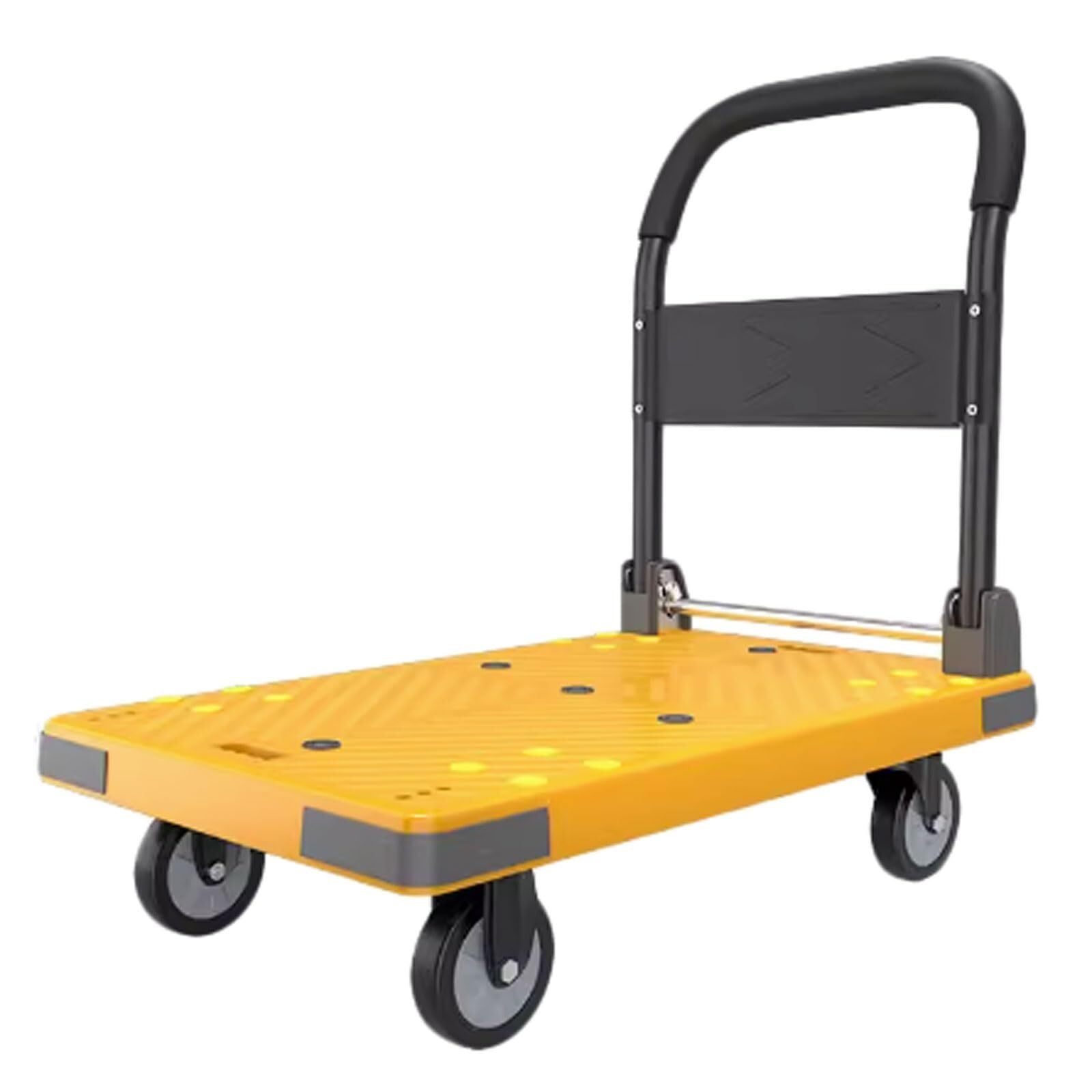 Carrello Pieghevole per carichi Pesanti - Carrello a pianale con capacità di carico di 450 kg (1000 libbre) e Ruote piroettanti - Carrello Portatile Giallo Multiuso, Adatto per Ufficio, Maga