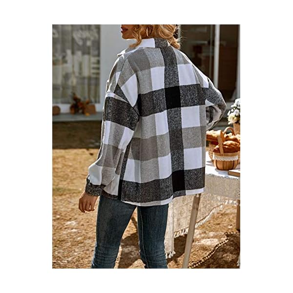 UANEO-Womens-Casual-Plaid-Button-Down-Long-Sleeve-Wool-Blend-Shirt-Jacket-Shackets UANEO Womens Casual Plaid Shacket Button Down Fall Flannel Shacket Jacket Women (White-S)