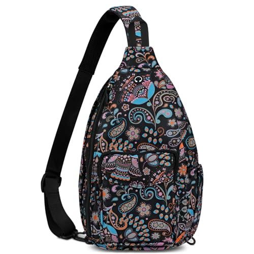Duryarhall Sling Bag for Women Crossbody Chest Bag Convertible from Left to Right, Water Repellent Gym Backpack, Anit Theft, Paisley - image 1