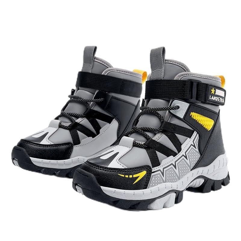 Kids Water Resistant Hiking Boots,Girls Boys High Top Hiking Boots with Steel Buckle Non-Slip,Boys Girls Outdoor Warm Winter Snow Boots suitable for Outdoor Adventure and Trekking