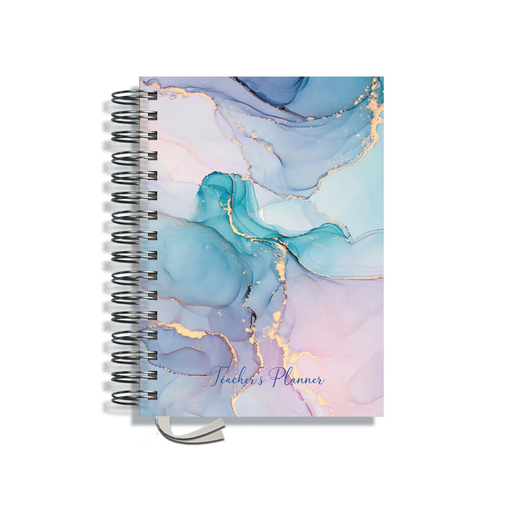Teacher Planner 2026-2027 A5 size by Pirongs | 8 Lesson Planner for Teachers | Page a day | Undated - Floating Pearlescence