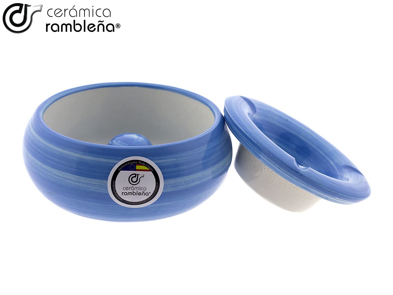 CERAMICA RAMBLEÑA | gliniana popielniczka | Oryginalna popielniczka | Przenośna popielniczka | Restauracje popielniczka | Popielniczka wodna Model 02 | 100% ręcznie robiona dekoracja | 12.5x12.5x7 cm