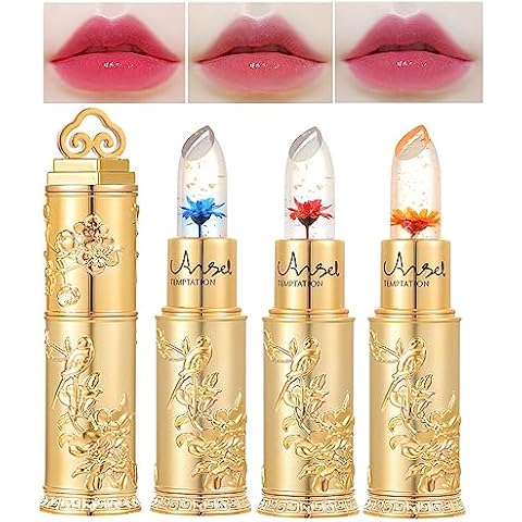LuckNest Flower Jelly Lipstick Set Temperature Change Moisturizer Long Lasting Nutritious Balm Magic Color Change Lip Gloss 3 Colors/Set Cover