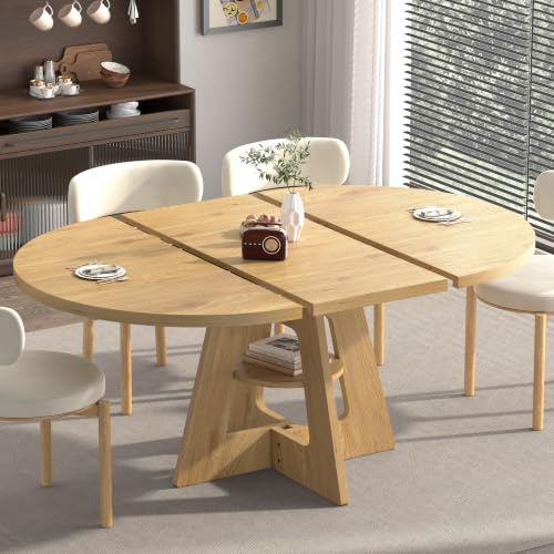 Fabulcozy 47.2"-63" Extendable Round Dining Table for 4-8, Kitchen Table