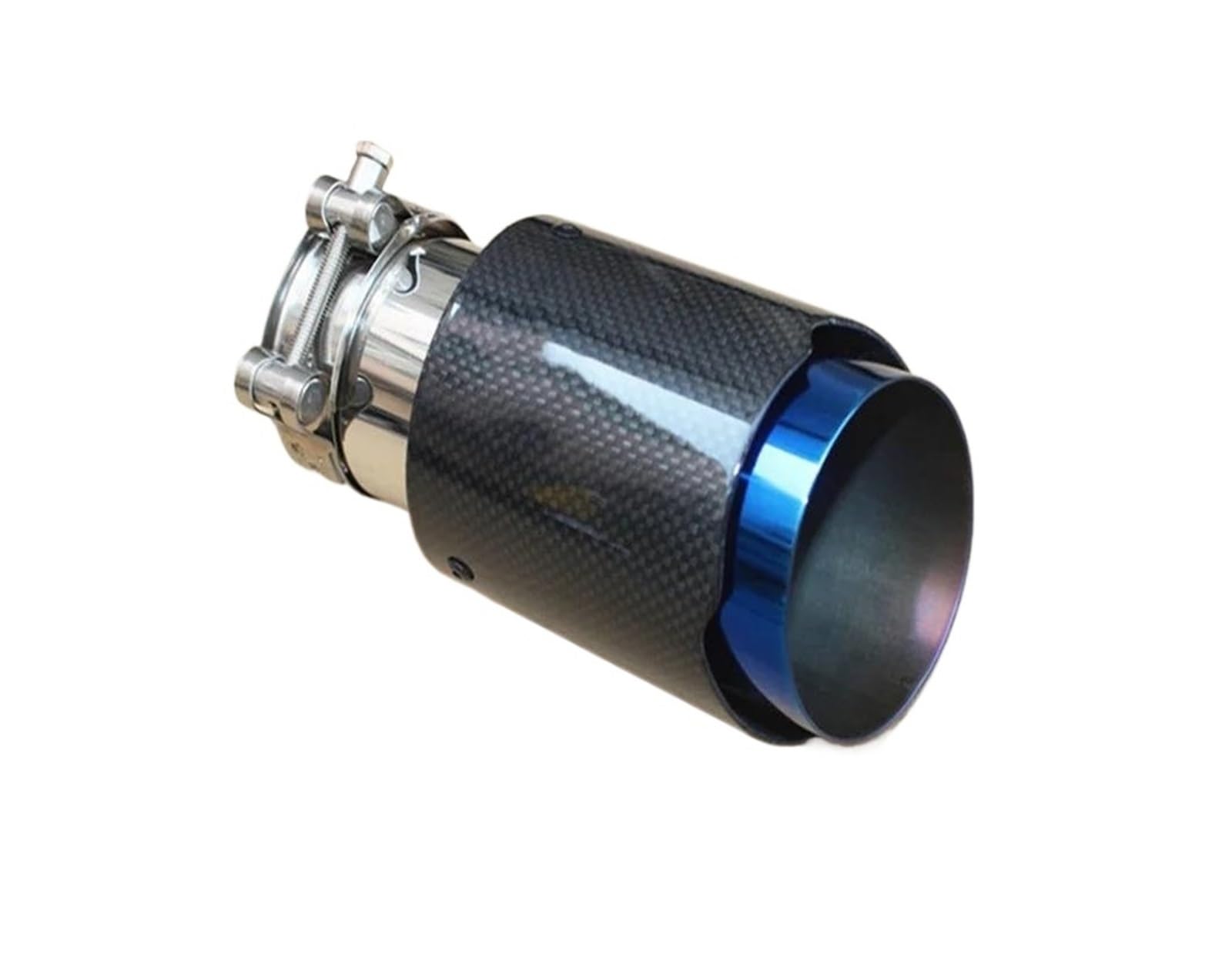 Tuyaux D'échappement Embout De Silencieux D'échappement Fiber Carbone Brillant Système D'échappement Universel Droit Bleu Acier Inoxydable Embout Échappement