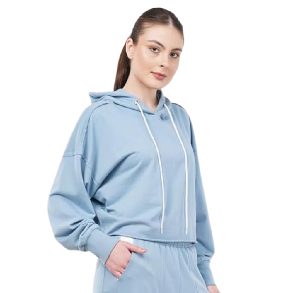 Premium Sky Blue Hooded Sweatshirt for Women-image-10