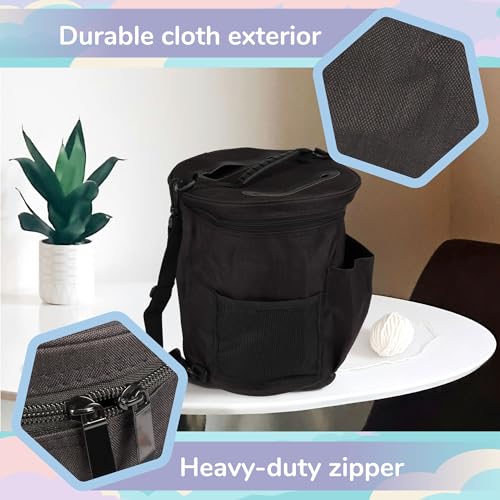 Image of BambooMN JubileeYarn Cylindrical Fabric Yarn Storage Tote Bag - Black - 1 Bag