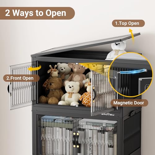 Image of BROVIEW 240Qt Stackable Storage Bins with Lid for Home Dorm, 3Pack Black
