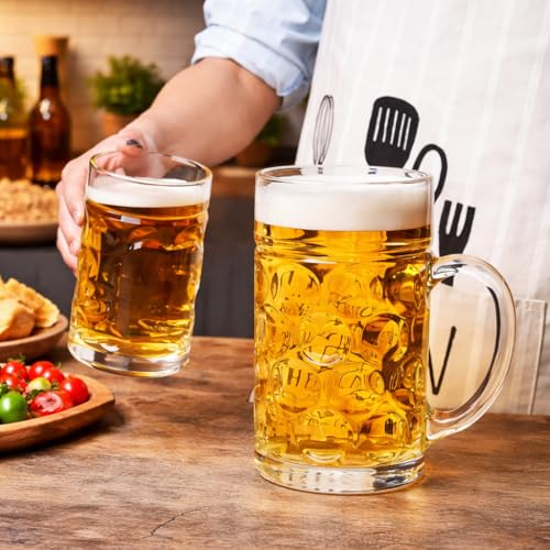 Image of Primeworld 1000 Ml Jumboo Beer 1 Pcs Mug With Handle Glass, Steins, Freezable Beer Glasses,Everyday Drinking Glasses, Cocktail Glasses - White