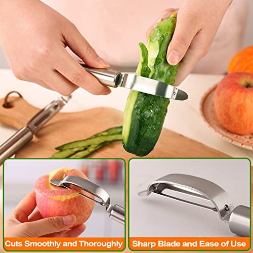 Slyfte Stainless Steel Peeler With Swiveling Double Blade, Upgrade Fruit Vegetable Peeler With Ergonomic Handle, Lengthened Potato Peeler Tool For Kitchen, 8.3 Inchs #TOP3