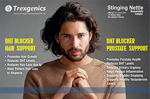 Image of Trexgenics STINGING NETTLE (1% Natural Silica) 500mg with with Bio-enhancer Piperine 5mg DHT Blocker, Hair growth, Prostate Support (60 Veg capsules) (2 Pack)