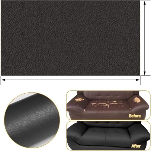 Image of inchBaktas Black Self-Adhesive Leather Repair Patch 30x60cm, Waterproof and Durable for Sofa, Couch, Furniture, Car Seats, Handbags, Jackets - Quick Fix Anti-Scratch Upholstery Repair Tape inch (Pack OF 5)