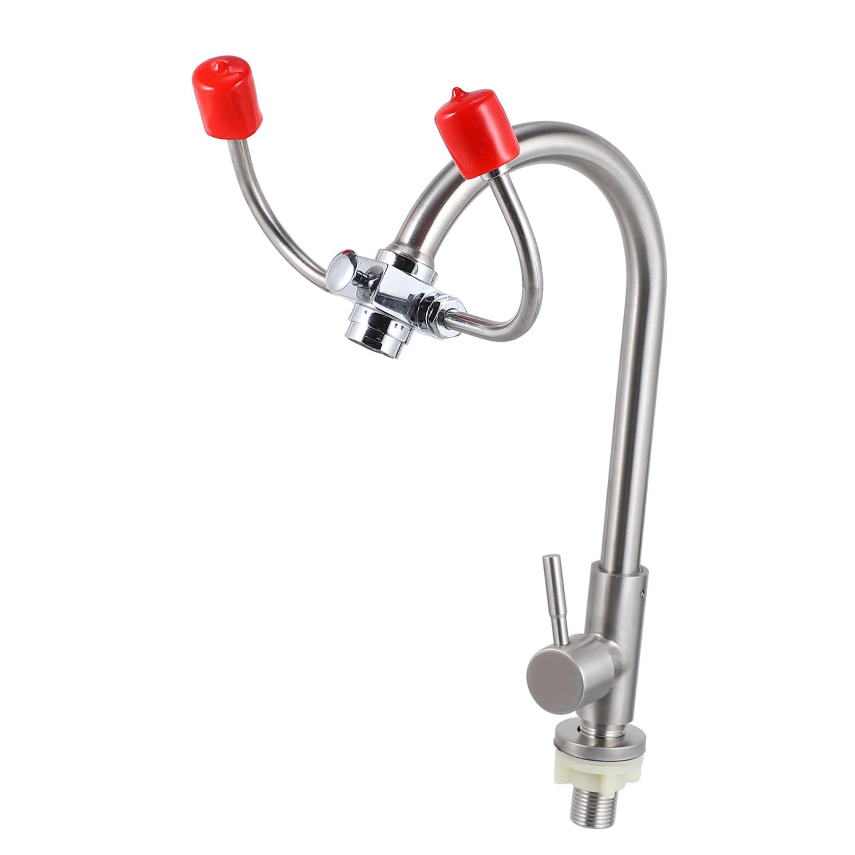 Augendusche mit Wasserhahn, Tragbar, Doppelt, Edelstahl Silber