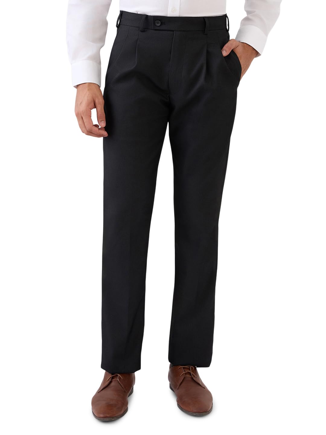 park avenue Men Comfort Fit Structure Pattern Poly Viscose Blend Double Pleat Formal Trouser-picture-24
