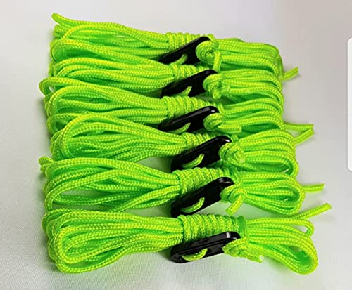 ESW LEISURE Guyline Ropes 6 Pack For Tents Awning Camping Strong Lightweight Paracord Guy Rope With Tensioner Guy Lines Fishing Umbrella Shelter Caravan Gazebo (Flourescent Green - Image 3