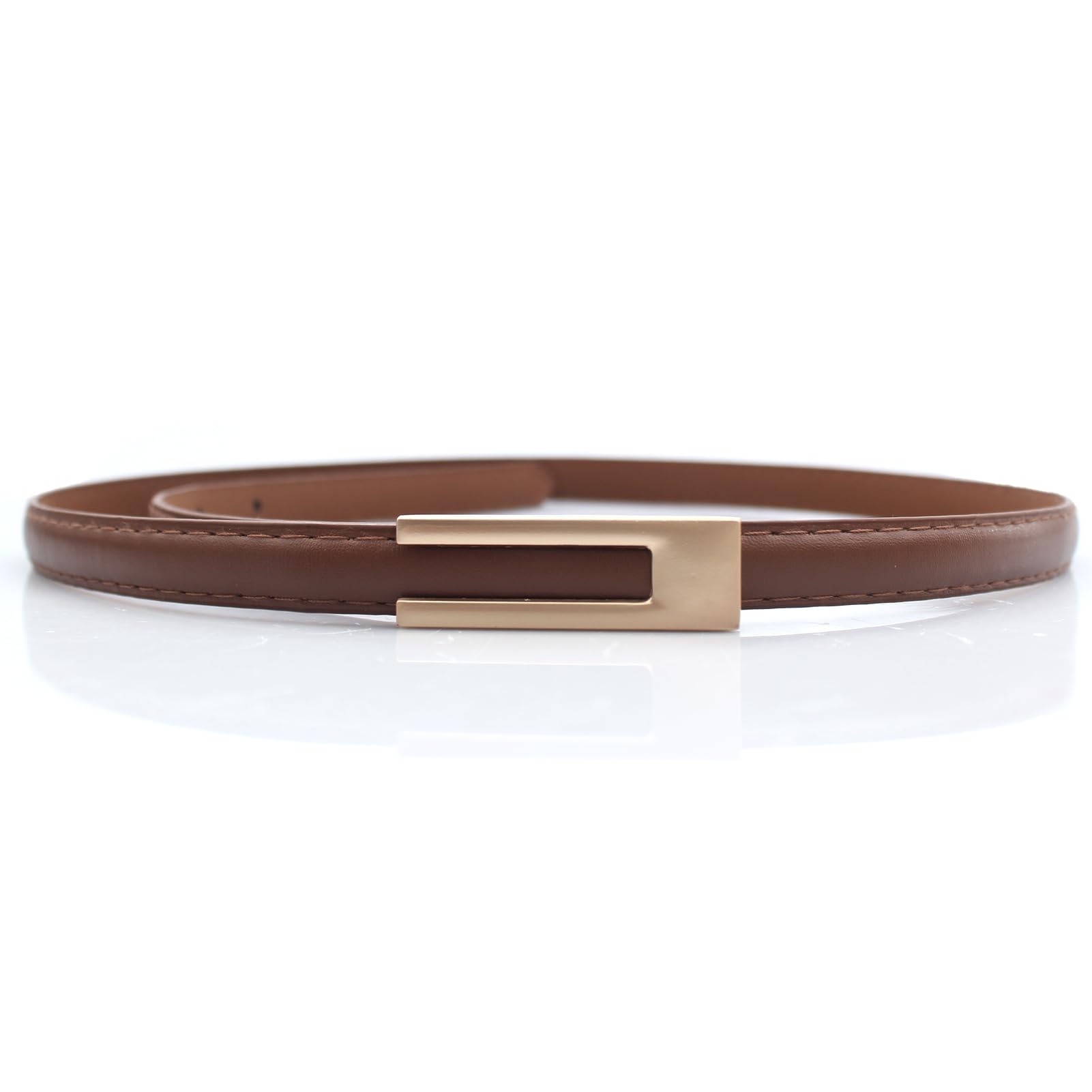 Ceinture Fine Femme En Cuir PU 105 Cm - Ceinture Skinny Noire Réglable Pour Robe, Jean, Style Classique