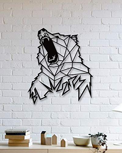 Engineered For Grizzly Bear Shaped Geometric Wall Decorative Metal Wall Art Black Wall DÃ©cor (19.65" x 13.35"), Living Room, Bedroom, Kitchen, Bathroom Interior Decoration, Wall Hanging by LaModaHome