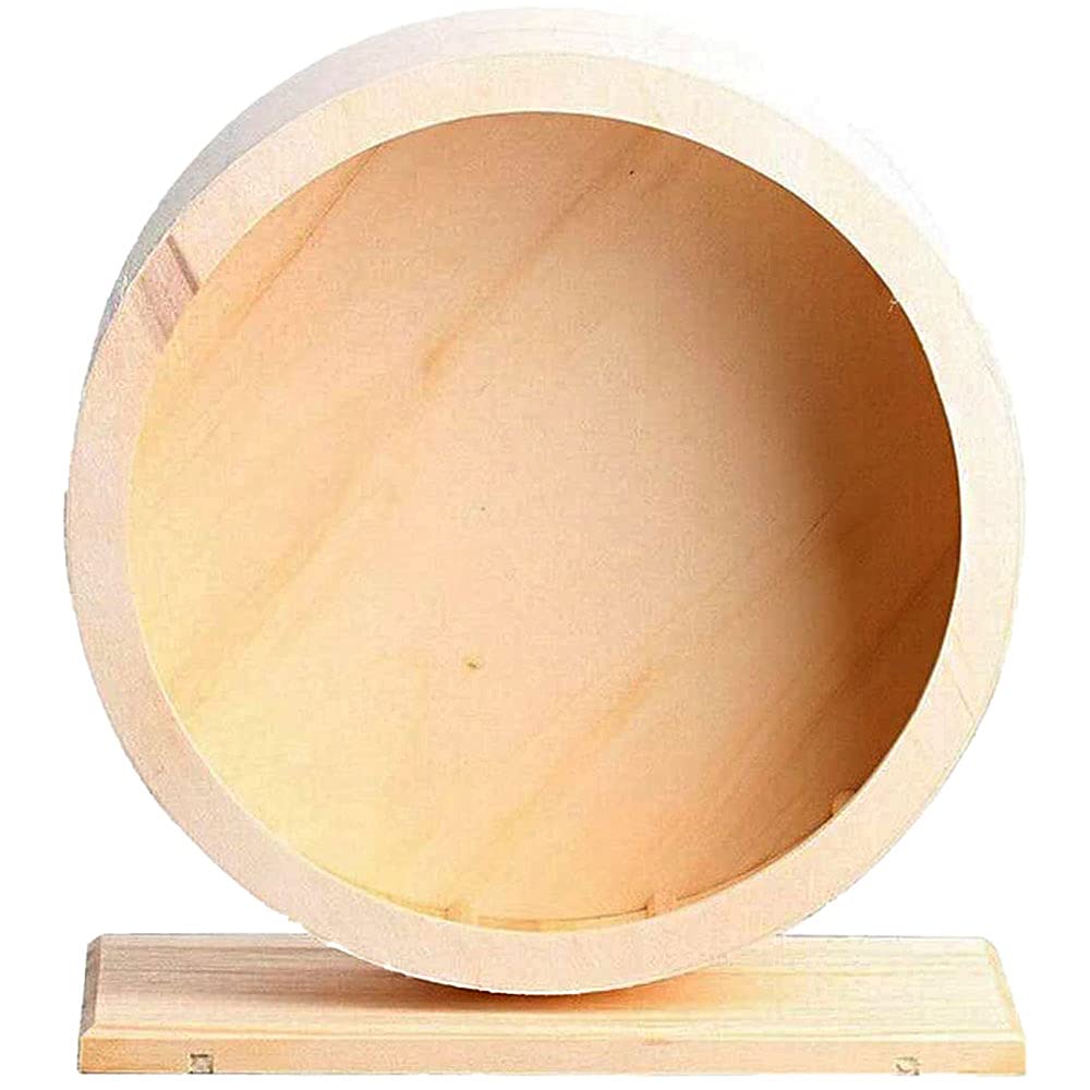 Ancllo Brown Swetup Wooden Silent Hamster Wheel, Non Slip Exercise Wheel For Rat, Gerbil, Mice, Chinchillas, Hedgehogs, Guinea Pigs
