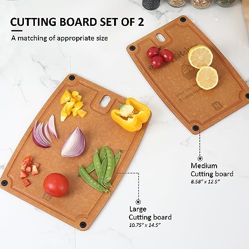 Tablas de Cortar para Cocina, Aptas para Lavavajillas, Juego de 2 Tablas Compuestas Libres de BPA, Tabla Reversible con Ranuras para Jugos, No Porosa, para Mamá miniatura 6