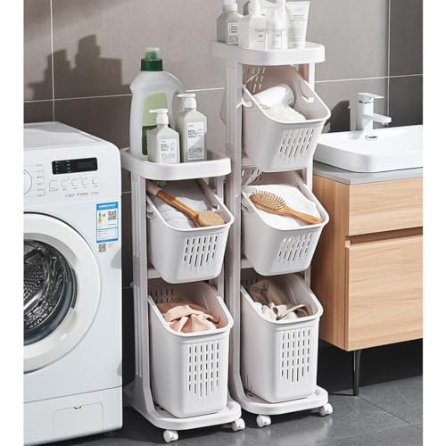 Panier à linge en plastique à 3 niveaux pour trier et déplacer le linge sans se fatiguer les bras - 7