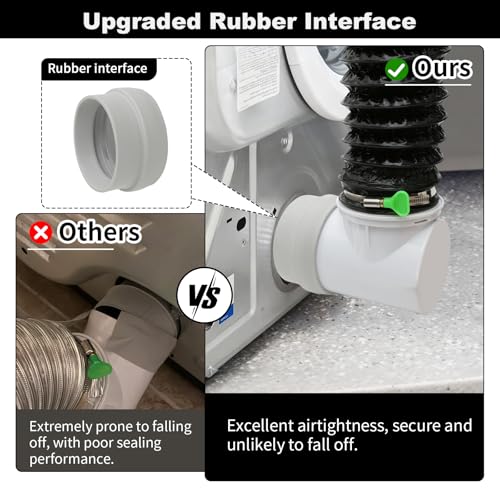 Image of 4 Inch 8 Ft Dryer Vent Hose Kit for Tight Spaces, 90 Elbow, 2 Key Clamps, 6-Ply Lightproof PVC Duct & Rubber Seals