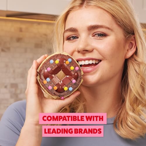 MAX Premium Snacks Bausteine, Krapfen (bis zu 200 Teile, 6 zum Sammeln). Bausteine für Teenager, Erwachsene und Sammler. Baue, sammle und präsentiere deine Sammlung an leckeren Snacks!