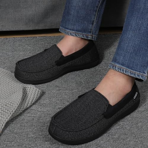 Image of ULTRAIDEAS Men's Moc-Toe Slippers Loafer House Shoes Indoor Outdoor Memory Foam with Breathable&Warm Knit Upper
