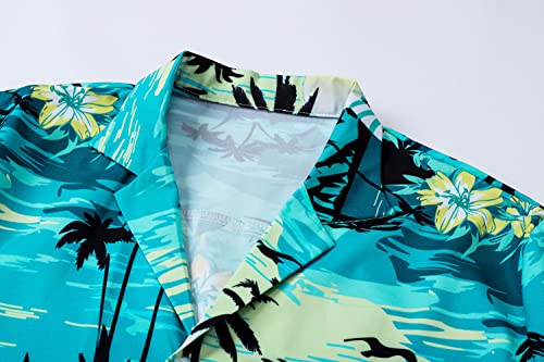 Image of Cromoncent Matching Hawaiian Outfits for Family, Dad and Son Matching Luau Beach Tropical Shirts Mommy Daughter Tropical Sets