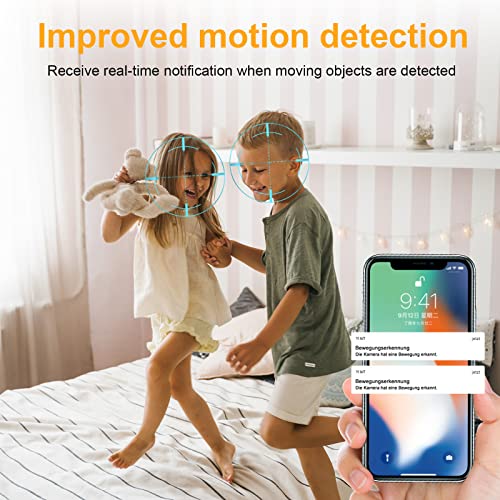 antela 1080p caméra surveillance wifi intérieur, camera ip 360 ° compatible alexa google home, vision nocturne, suivi de mouvement, audio bidirectionnel pour bébé et animal (c23 2pcs), blanc