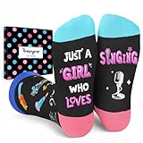 HAPPYPOP Singing Gifts for Singers - Music Themed Socks for Teen Girls, Singing Lover Gifts for Women