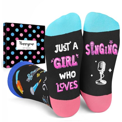 HAPPYPOP Singing Gifts for Singers - Music Themed Socks for Teen Girls Singing Lover Gifts for Women