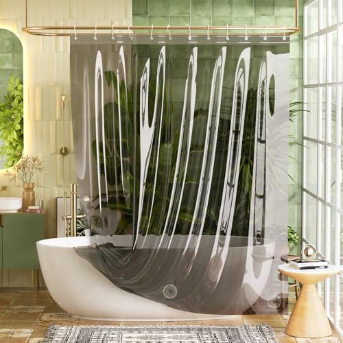 Image of Bathway Shower Curtain Liner, Black Shower Curtain Liner 72x72 PEVA Clear Shower Curtain Liner Plastic with 3 Magnets and 12 Rustproof Metal Grommets, Lightweight Waterproof Shower Liner for Bathroom