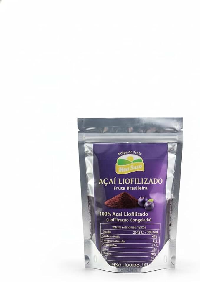 Açaí em Pó 100g, Polpa de Fruta Brasileira, 100% Natural, para Smoothies e Iogurte - liofilizado