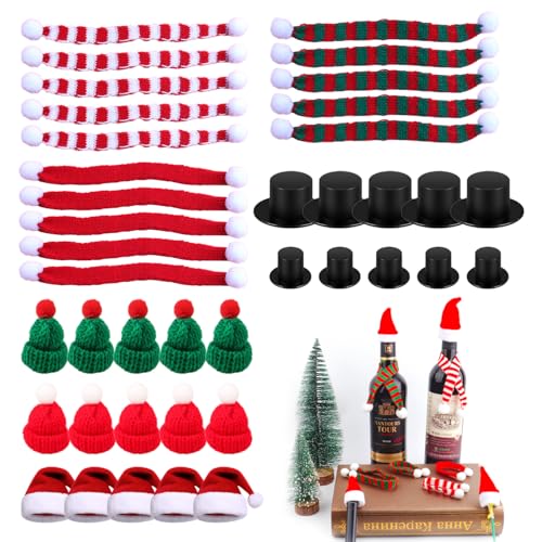 40 Stück Mini Weihnachtsmütze Wichtelmütze Mini Zylinder Hut Zum...