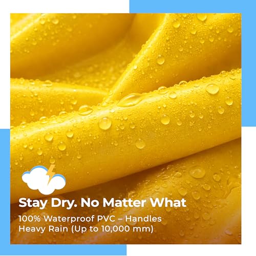 Image of Lifelong Kids Solid Textured PVC Raincoat| School Bag Extension & Side Pocket | Rain Coat| Raincoat for Boys & Girls | Kids Raincoat | Waterproof Rainwear with Carrying Pouch, 6-7 YRS (Yellow & White)