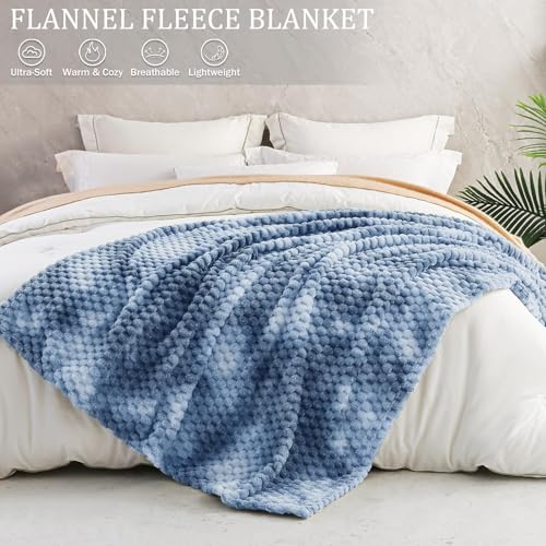 Image of Exclusivo Mezcla 3D Fleece Twin Size Blanket for Bed, Tie-dye Blue | Extra Soft Fuzzy Plush Lightweight Bed Blankets, Cozy Fluffy Decorative Blankets for All Seasons, 90x66 Inches