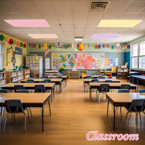 Image of VIHOSE 6 Pcs Fluorescent Light Covers for Ceiling Lights Classroom Magnetic Light Covers Classroom Filters Office School Drop Ceiling, 4 x 2 ft(Pastel)