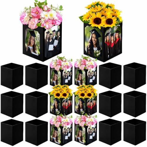 24PCS Black Graduation Table Centerpieces Box Party Picture 6/7 Inch Photo Display Congrats Grad Party Favor Gift Photo Props Frame for High School College