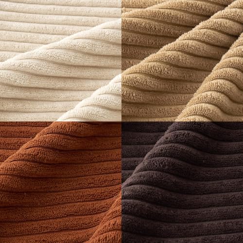 Image of MIULEE Boho Farmhouse Throw Pillow Covers 20x20 Inch Set of 4 Rustic Mordern Neutral Cushion Covers Soft Corduroy Nordic Fall Home Decor for Couch Bed Sofa Living Room Chocolate Brown /Rust