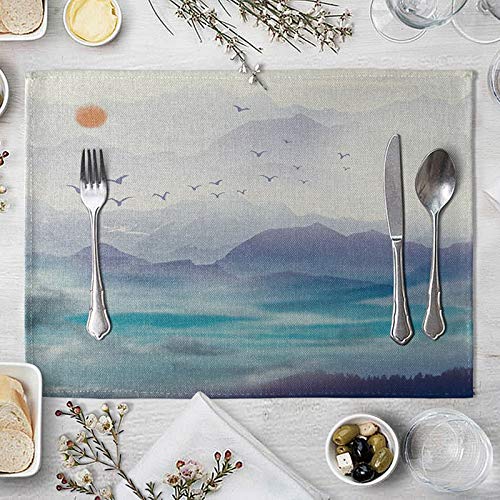 Beydodo Juego de 4 manteles individuales de lino para mesa de comedor de 30,5 x 40,6 cm, bonitos manteles individuales para decoración de interiores