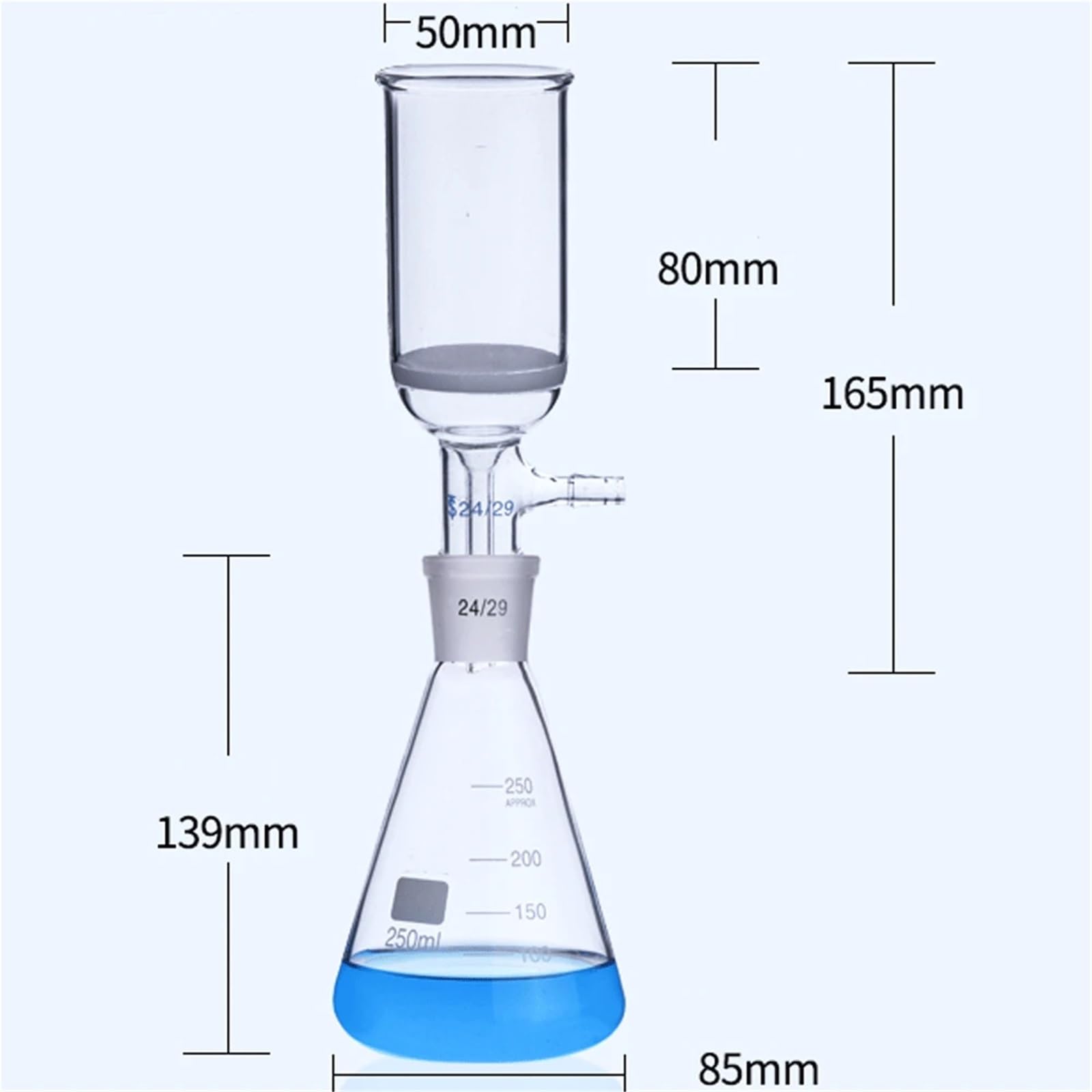 Kit de botella de filtro de destilación por filtración al vacío, cristalería, experimento químico(500ml 250ml)