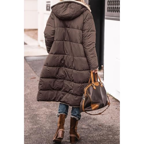 Womens Winter Coats Reversible Fleece Long Puffer Jacket Shearling Fleece Down Jackets Outerwear with Hood2