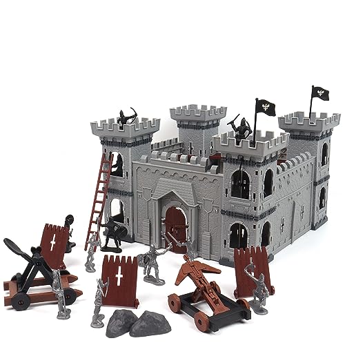 Asudaro Château Jouet Playset Modèle, Ancien Romain Assemblé Chevalier Jouets Modèle DIY Médiéval Miniature Jouet Modèle Comprenant Château Chariots...