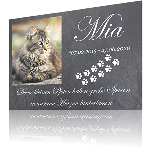 Personalisierte Grabplatte Haustier aus Alu-Verbund – Foto in Herz/Kreis/Rechteck, Name • Datum • Spruch – wetterfest & UV-beständig – Größen DIN A6 bis DIN A2 – Grabschmuck für Hund/Katze