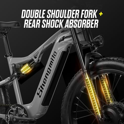 Shengmilo-S600 Ebike, 26×3.0” Fat Tires Electric Bike for Adults, Dual Motors Ebike, 17.5AH SAMSUNG Battery, E-Mountain Bicycle, Full Suspension, Dual Hydraulic Disc Brakes, LCD color display - Image 3