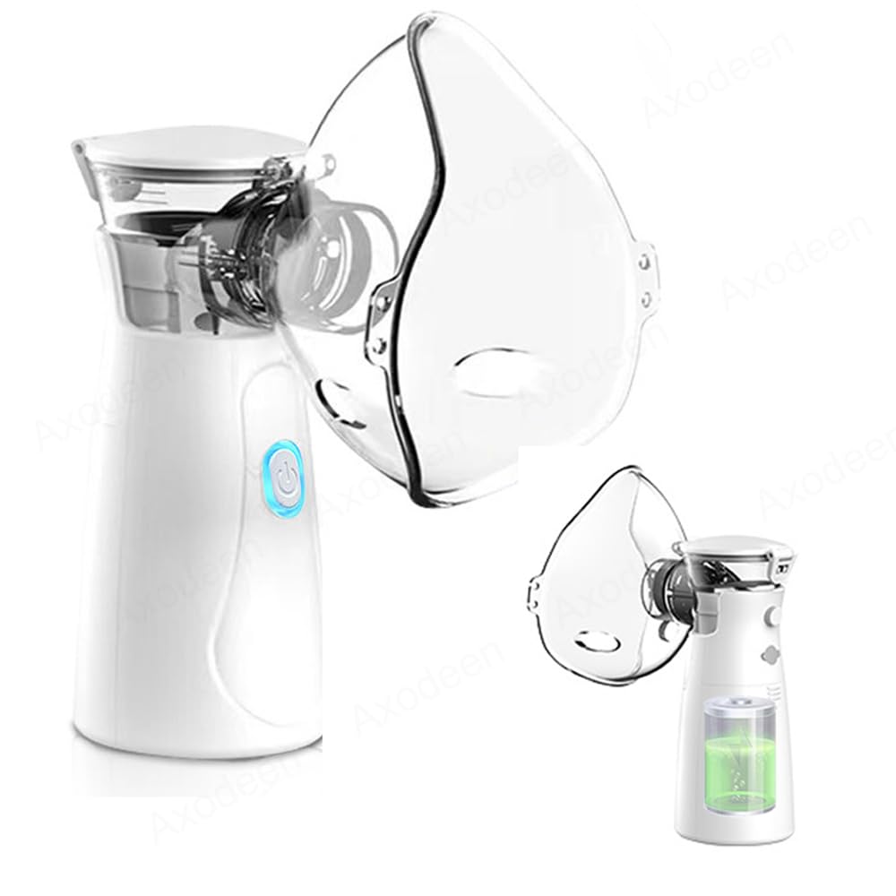 Axodeen Nebulizer,Portable Mini Vaporizers Handheld Atomizers for Adults and Children,Ultrasonic Humidifier for Home and Travel Use, Steam Mesh Inhalators (01 White-Rechargeable,Self Cleaned Function)