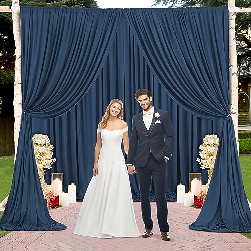 Image of 10x10 Navy Blue Backdrop Curtain for Wedding Birthday, Wrinkle-Free Polyester Fabric Navy Blue Backdrop Drapes for Baby Shower Parties Photo Photography Decoration 5ft x 10ft,2 Panels