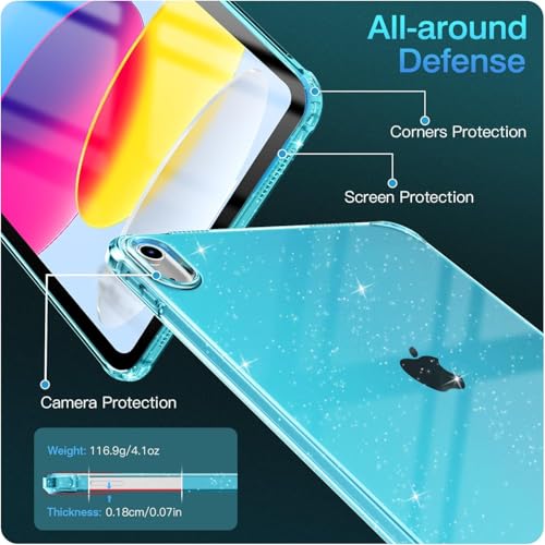 Image of MOCA Case for iPad 6th 5th Generation (iPad 9.7 inch, 2018 /2017), AIR 2 Impact Resistant, Slim, Lightweight Glitter Case (Blue, ipad 9.7 inch)